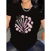 Women Pink Hair Tools Print Salon Stylist Beauty Casual Short Sleeve Tee