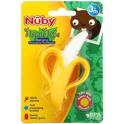 Nananoops Banana-shaped Massage Toothbrush, for Ages 3 Months and Up, 1 Brush