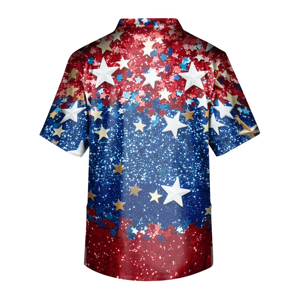Men's Short Sleeve V-Neck Print Chest Pocket Care Top