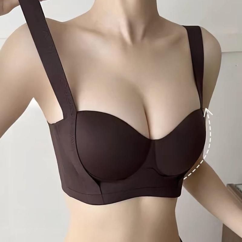 Women's Seamless Wireless Push Up Bra Anti Sagging Lift Side Support Wide Strap Comfort Half Cup Bra