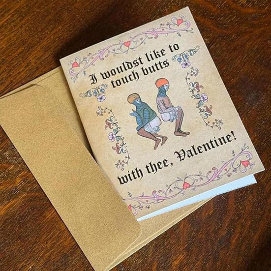 Medieval Valentine's Card with Envelope Vintage Medieval Love Greeting Card with Humorous Phrases Couples Boyfriend Girlfriend Gift