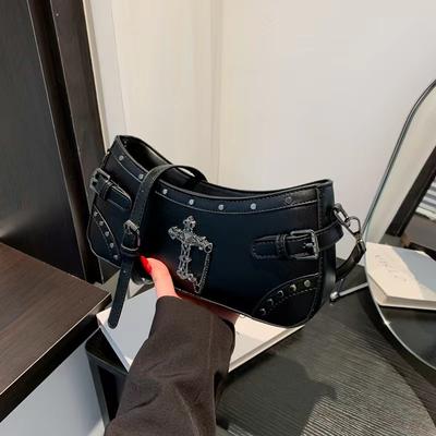 Modna Punkowa Trendy Cool Torba Podpachowa Nitowana Mała Kwadratowa Torba Torba Crossbody