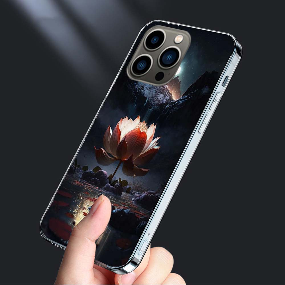 Buddhist Fire Lotus Phone Case For Iphone 16E 15 Pro 14 Plus 17E 16 17 Pro Max Air 11 12 13 Mini Shockproof Capa Cute Cover T