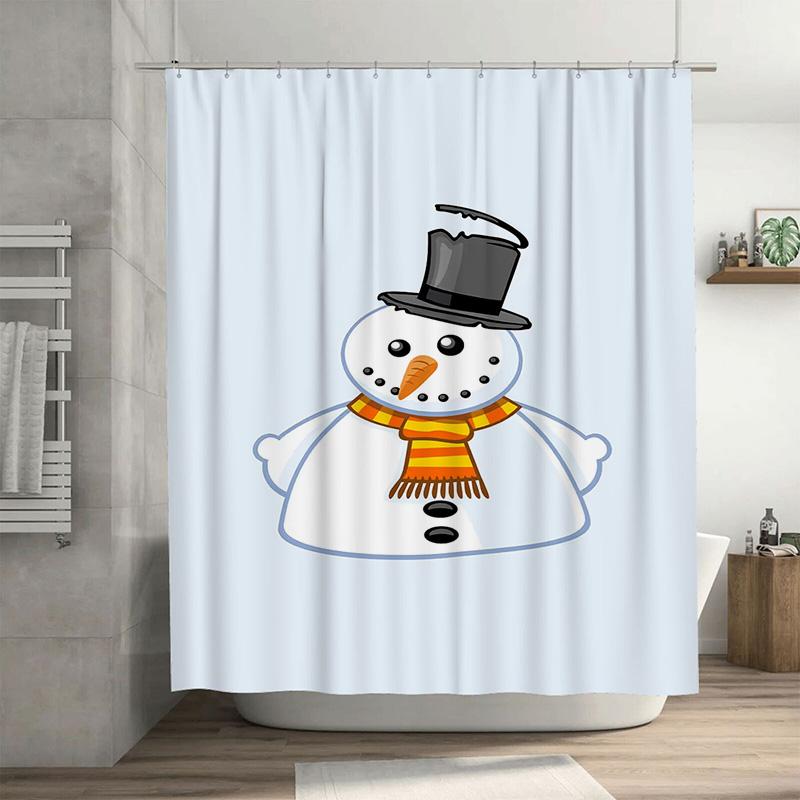 

Tuniu Adorable Snowman Shower Curtain Winter Holiday Decor Festive Bathroom Set Waterproof Fabric W60H190(CM)-1 Pcs