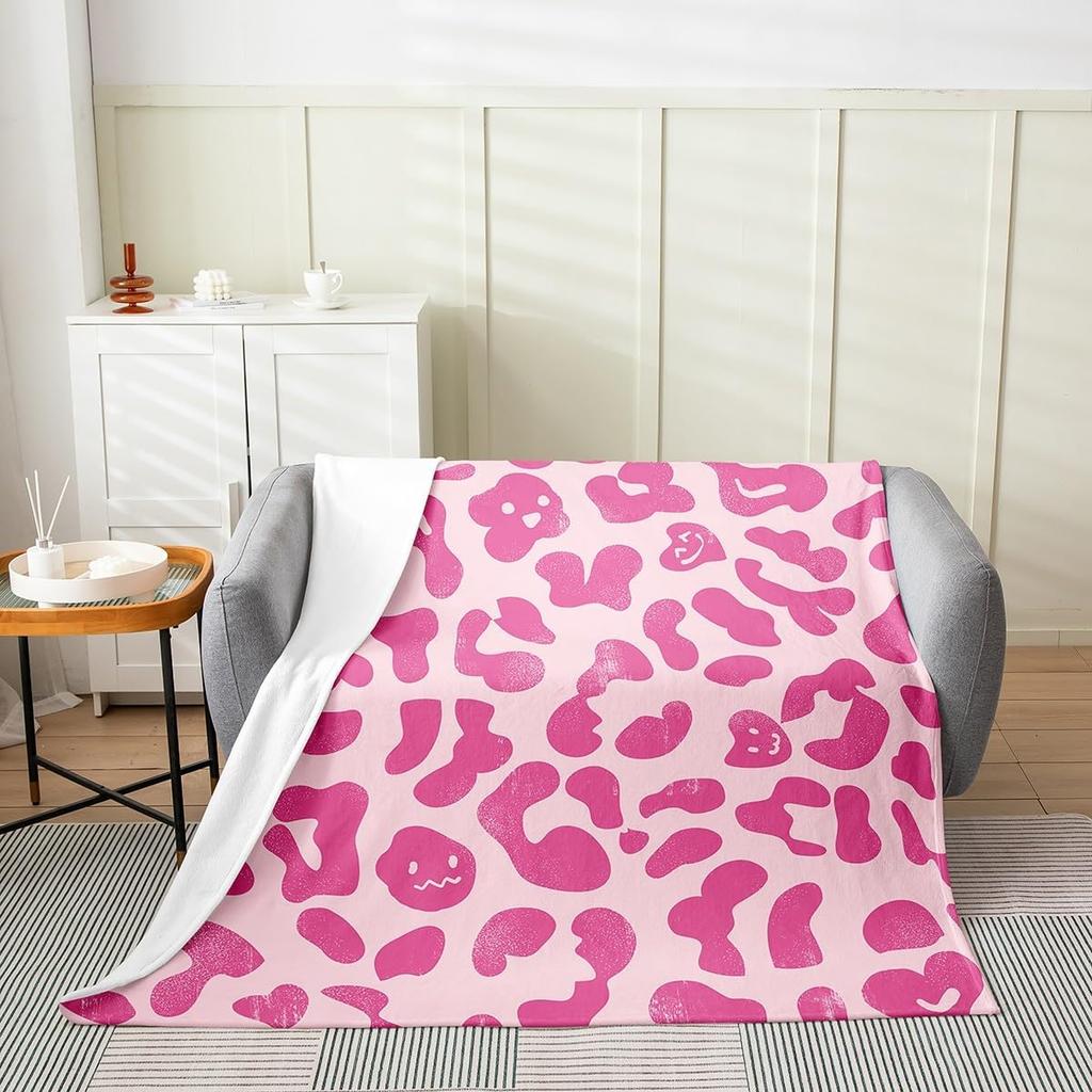 Pink Zebra Print Blanket Soft Fleece Throw Cozy Living Room Decor Animal Pattern Bed Cover Fashion Home Textile