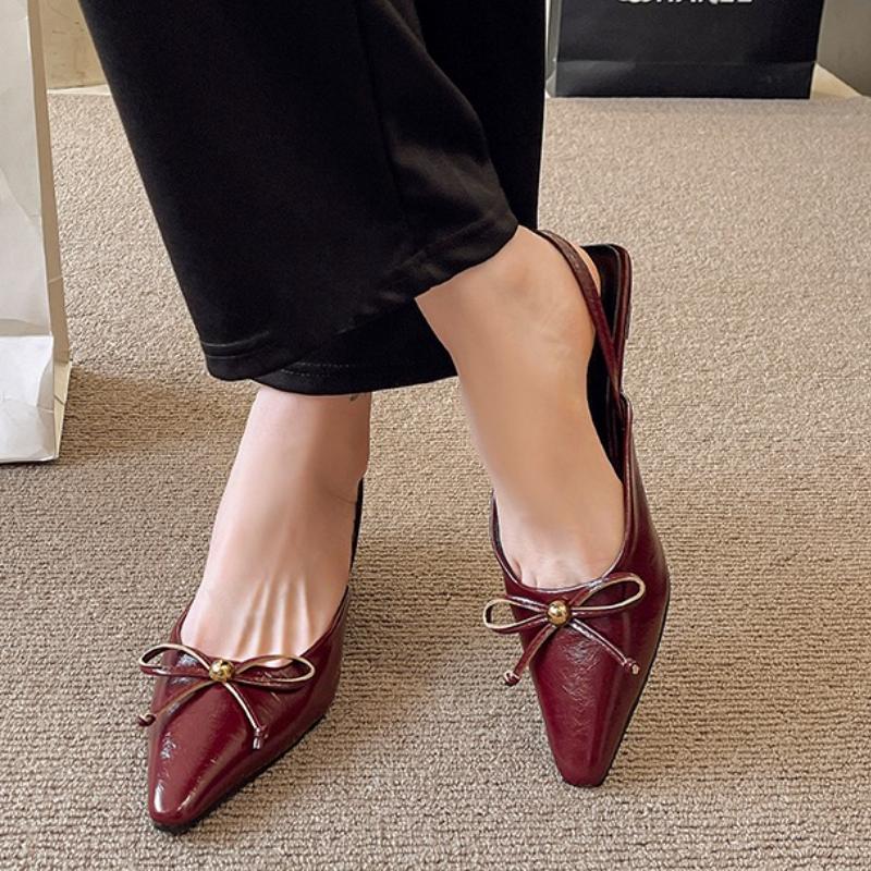 Fashion Women Pointed Toe Heeled Sandals Bow Sexy Slippers Slingback Summer Shoes Party 2025 Trend New Fashion Dress Woman Shoes Zapatos