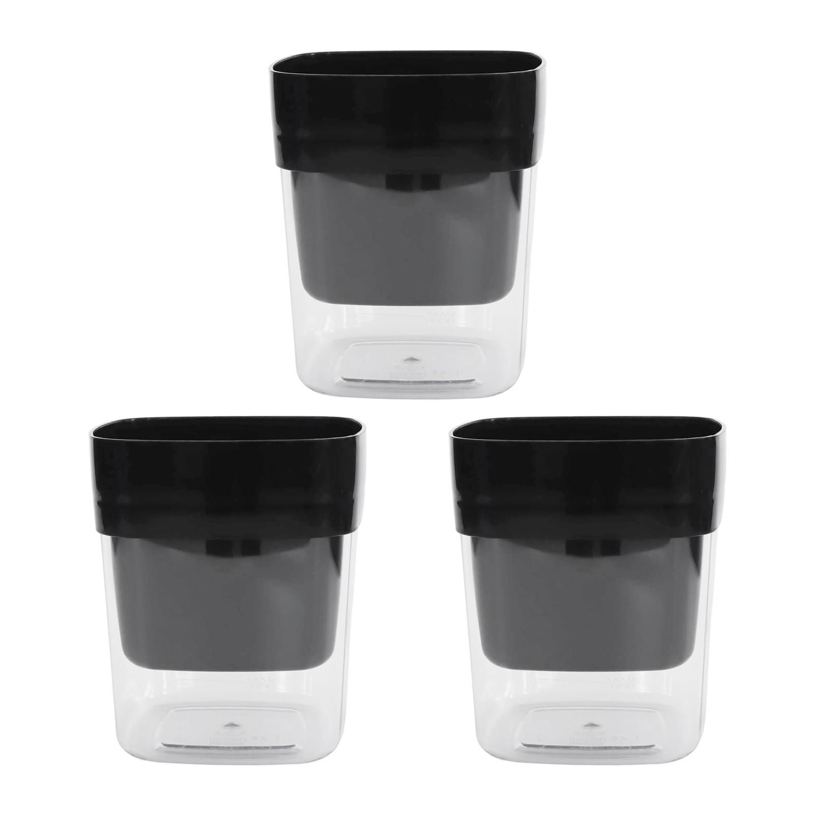 

Двухслойные садовые горшки, набор из 3 штук, с прозрачными вставками для легкого контроля Black