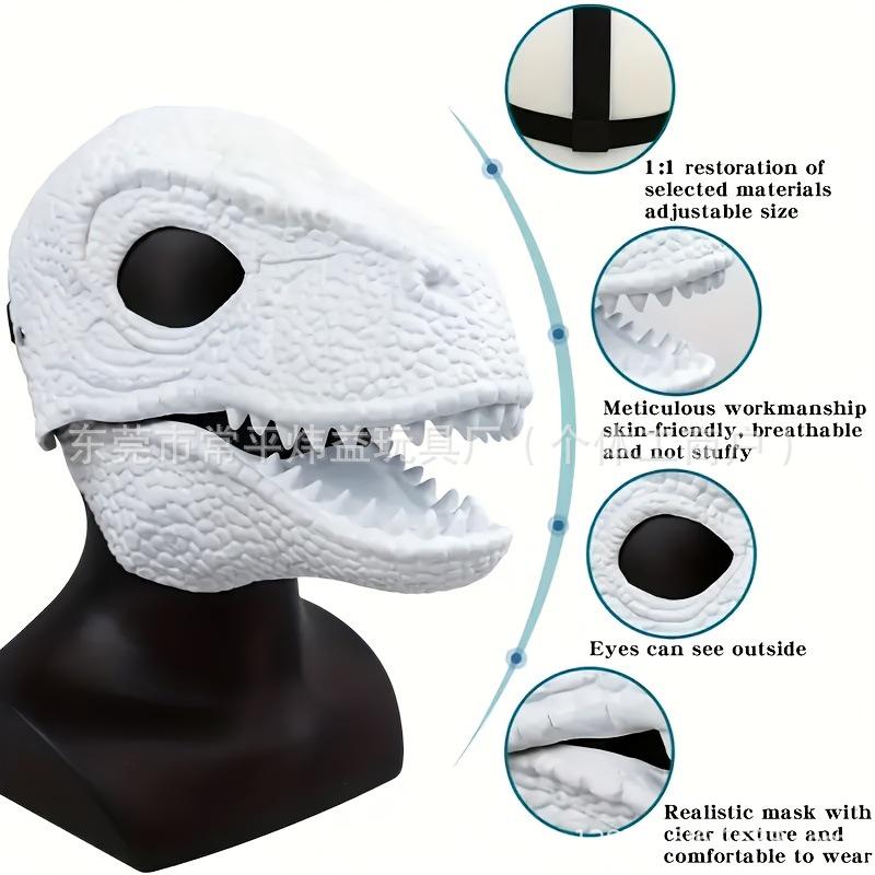 Realistic Movable Mouth Dinosaur Skull Mask - T. Rex Skeleton Design