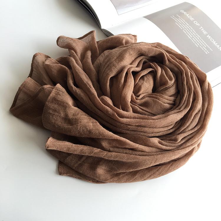 

Spring And Autumn Turmeric Versatile Literary And Art Solid Color Scarf Dual-Purpose Long Shawl Travel Shade Sunscreen Silk Scarf Female Summer 75*190cm світло-коричневого кольору
