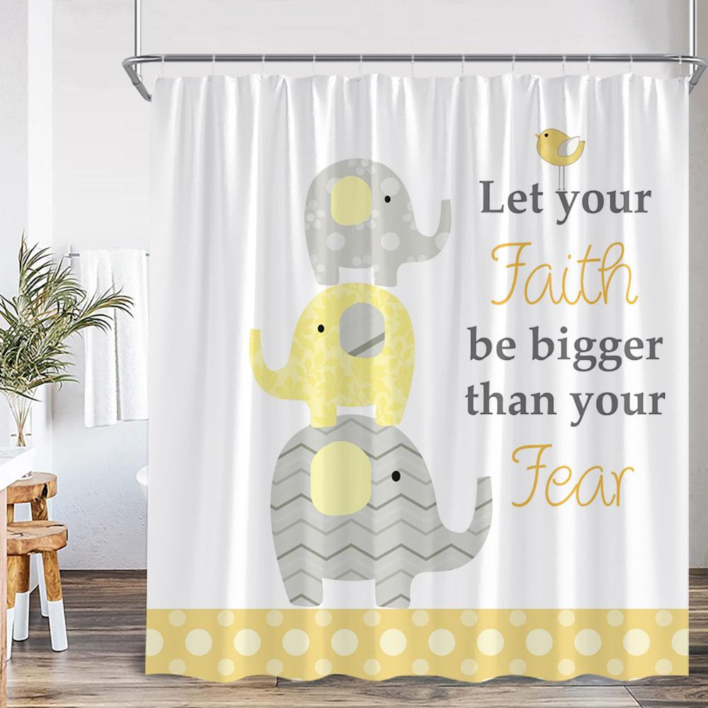 Cartoon Shower Curtain Ocean Animals Blue Whale Tropical Fish Lion Plantes Kids Bathroom Decor Polyester Bath Curtain with Hooks