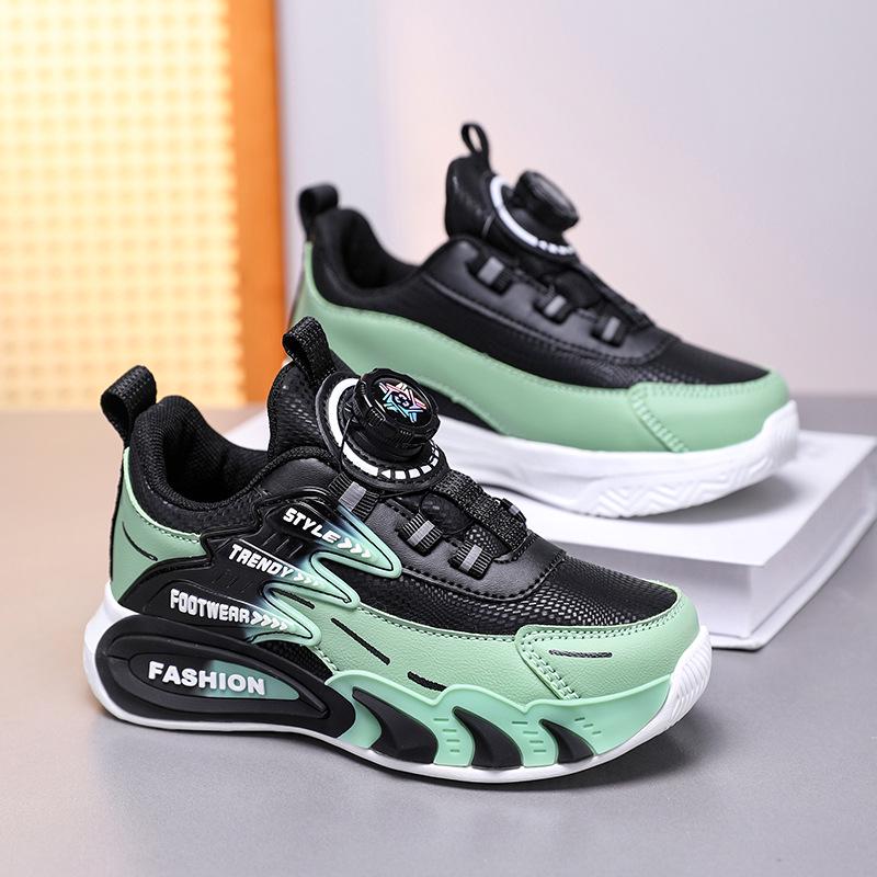 Boys' 2025 Autumn Mesh Leather Non-Slip Soft Sole Fashion Running Shoes