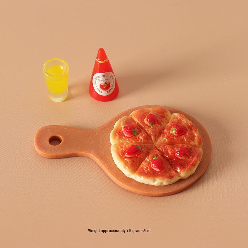 Miniature Pizza Tray & Juice Set for Dollhouse Kitchen Decor