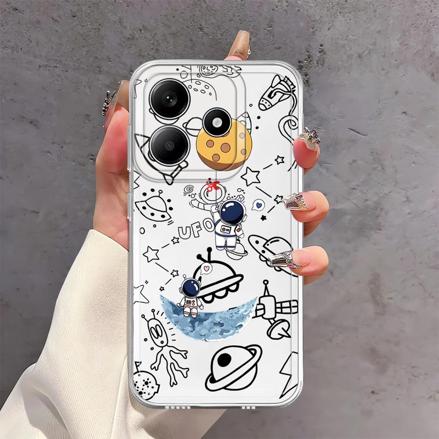 Cartoon Niedliche Astronauten Hülle für Xiaomi Redmi Note 14 Pro Plus 13C 14C A4 Note 13 11S 11 10S 9 10 12S 12 Weiche Handyhülle
