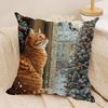 Christmas Window Snow Cushion Cover Silky Short Plush Invisible Zipper Dustproof Sofa Pillow Case For Home Decor