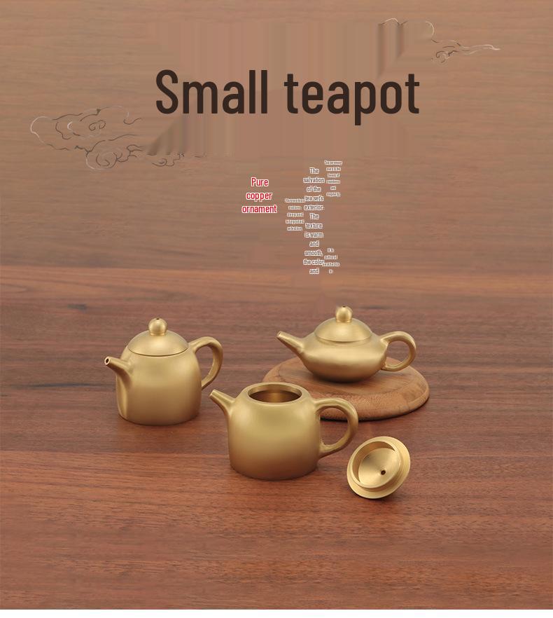 Mini Copper Teapot with Brass Handle - Luck-Bringing Ornament and Incense Holder
