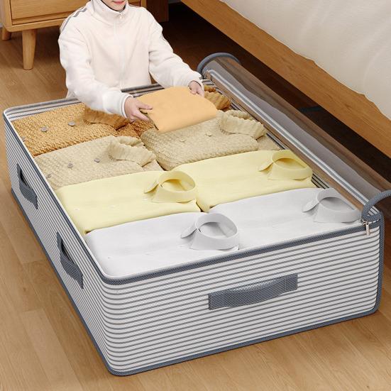 Under-bed Storage Bag Foldable Storage Bins with Clear Top Reusable Closet Organizer for Comforter Clothing Blankets Pillows