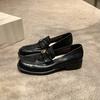 Cowhide~ Grape mother same camellia platform loafers women's genuine leather retro gold buckle versatile thick heel small leather shoes