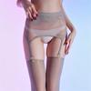 Sexy Women Lace Elastic Maid Stocking Oil Shiny Glossy Vintage Above Knee Stocking Belt Garters Stockings Fashion Dance Tights