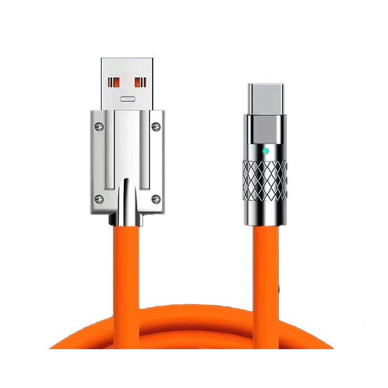 1.2m Aluminum Alloy Braided Multi-Device Cable: Compatible with Apple, Type-C; Three-in-One Charging Gift.