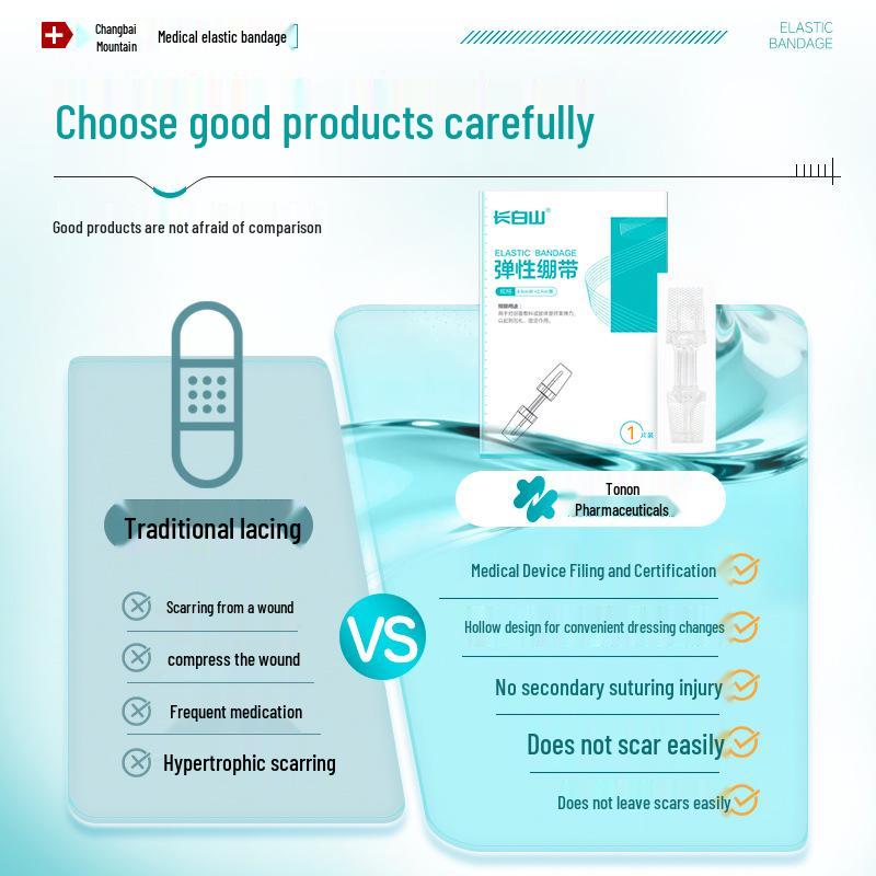 Changbai-Berg Elastisches Pflaster – Spannungsentlastungspflaster zur Hautwundverschluss, Klebeband ohne Nähte mit Schnalle