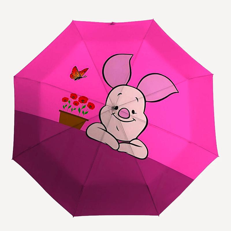 Winnie and Friends Themed Travel Umbrella-8 Ribs Automatic Opening and Closing, Portable Folding Design, Compact and Stylish Umbrella Suitab