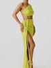 Women's One-Shoulder Ruffled Bandeau Dress: Sexy Summer Backless Split Long Dress