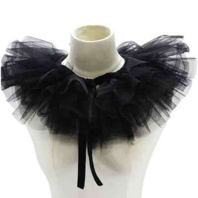 Halloween Black And White Hard Net Fake Collar Vintage Court Multi-Layer Mesh Decoration Clown Puffy Collar Costume Props