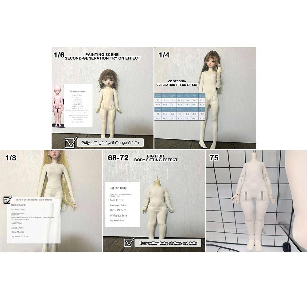 White Doll Elastic Jumpsuit Cute Doll Sleep Clothes for 1/3 1/4 1/6 BJD 30/45/60cm Dolls