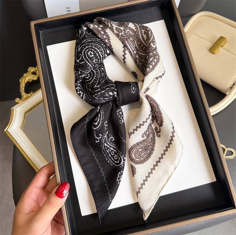 Luxury Brand Linen-Cotton Print Square Scarf Women Neck Tie Female Hair Bandana Headkerchief Shawl Wrap Hijab Echarpe