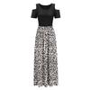 Women' Cold Shoulder Pocket Floral Print Elegant Maxi Short Sleeve Casual Dress