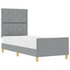 Platform Bed with Headboard Light Grey 80 X 200 Cm Fabric