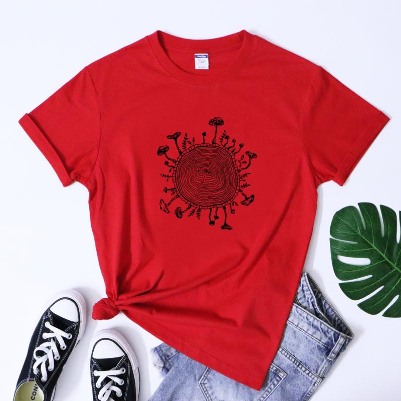 Magic Mushroom Tree Ring Tshirt Aesthetic Unisex Trippy Mushroom Cottagecore Tshirt Vintage Forestcore Cottage Core Top Tee Shir