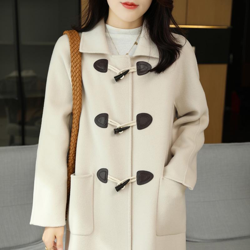 

Очень длинное женское пальто из 100% шерсти с отложным воротником и застежкой на пуговицы-клеванты M fit for 120-135 jin