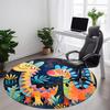 1pc Dino Friends Office Round Area Rug,  Mat Suitable ForOffice, Under Office Chairs Bedroom Living Room Home Decor, Room Deco