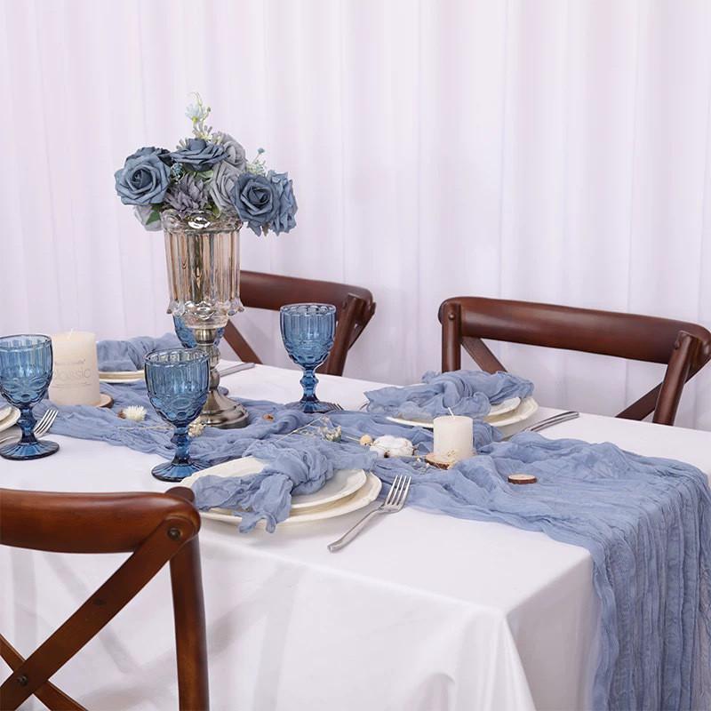 Tovaglia Blu Formaggio per Feste per Bambini con Tessuto Pieghettato per Eventi nella Nursery