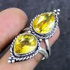 Natural Citrine Gemstone Handmade 925 Sterling Silver Jewelry Ring Size 8 ETC-13954