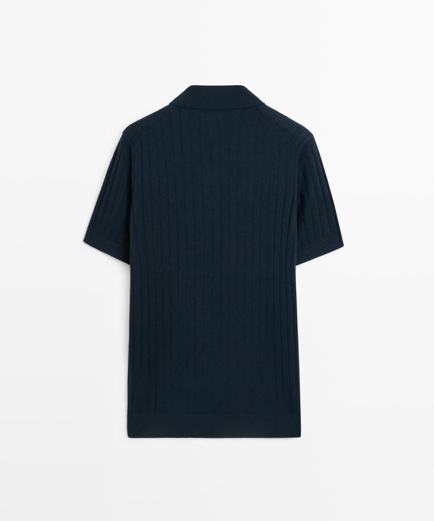 Masimodutti Cotton Ribbed Knit Polo Shirt