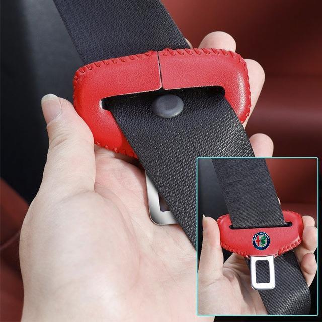 Hub Caps 2pcs Car Seat Belt Buckle Cover Leather NDGXDE Protector Anti-collision Case For Alfa Romeo Mito Brera 147 Giulietta Sportiva