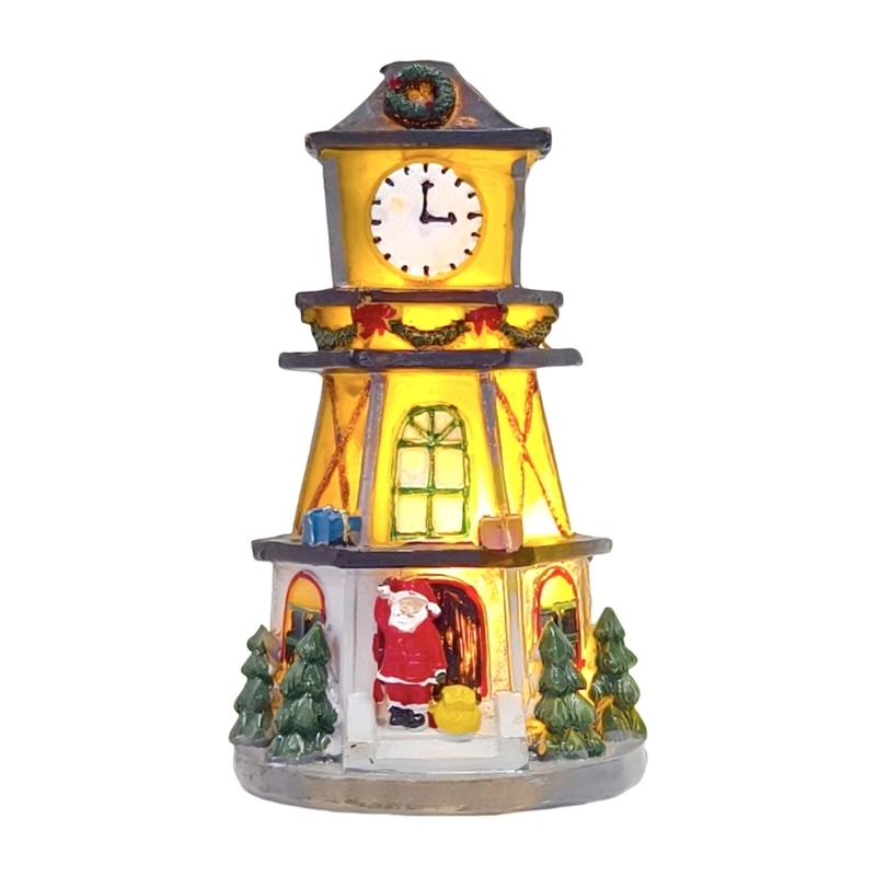 

Natural Friendly Rosin Model Cabin Village Adornment With Warm White Holiday Lighting 1