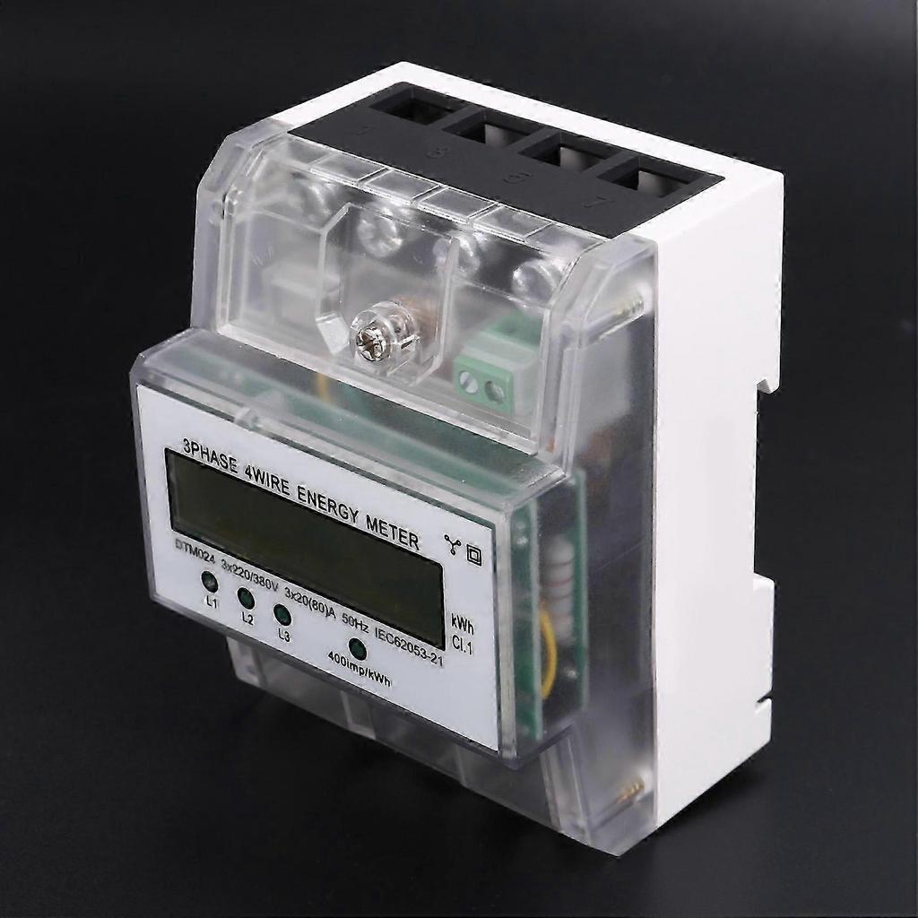 digital energy meter 3 phase 220v 380v 20a 80a kwh rail installation power meter