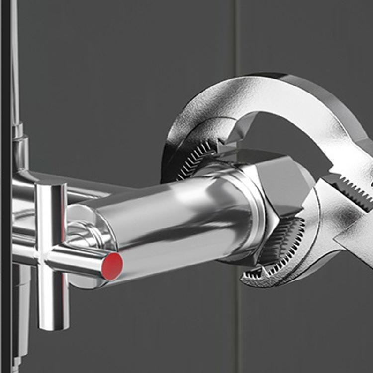 Adjustable Basin Wrench With Interchangeable Heads Faucet Repair Tool For Sink Installation with Nonslip Teeth Design