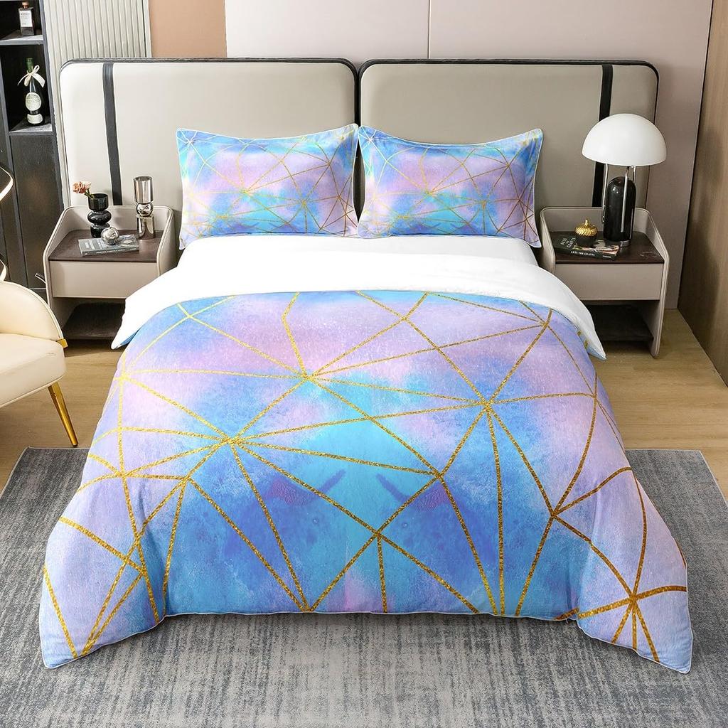 Tie Dye Floral Duvet Cover Queen King Size Watercolor Art Bohemian Psychedelic Bedding Quilt Cover 3 Pcs With 2 Pillowcases