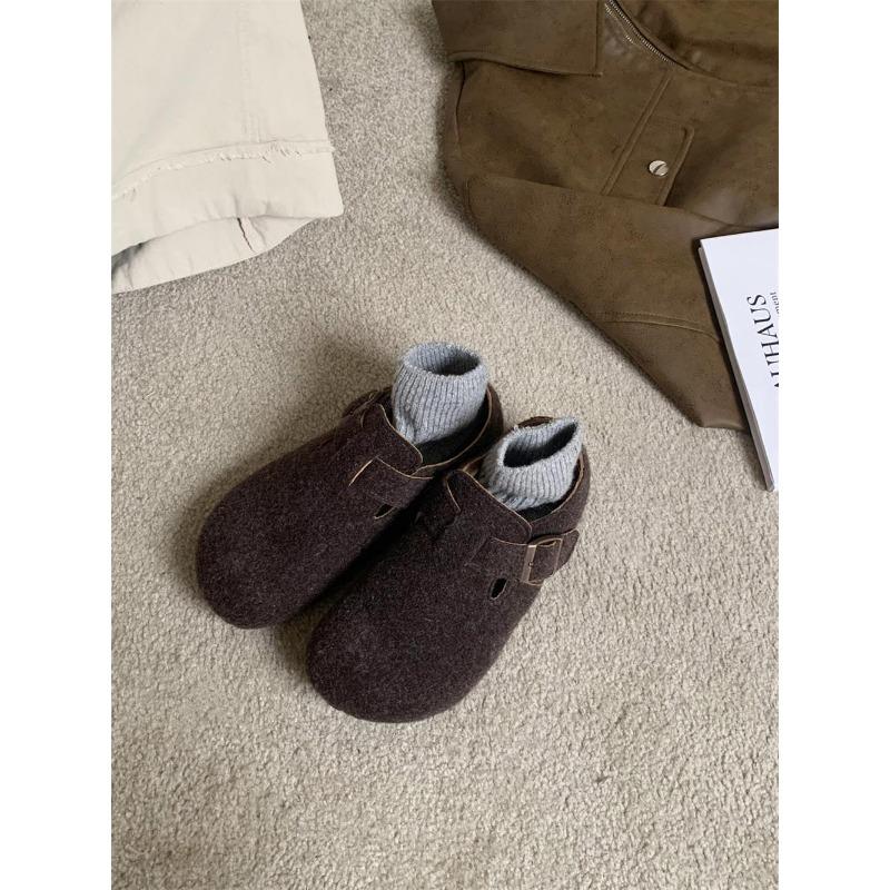 Autumn and Winter New Retro Lazy People Pedal Thick Soles To Increase Height, Ugly and Cute Single Shoes Women's Shoes