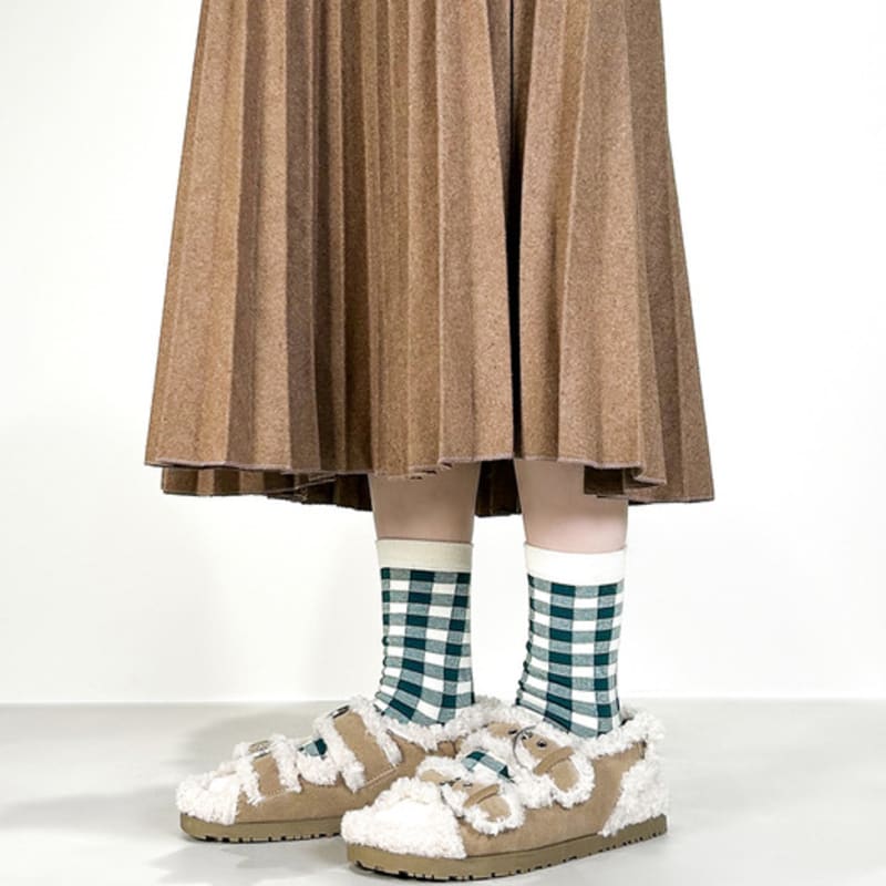 YELLOWSOCKS LINE CHECK GREEN