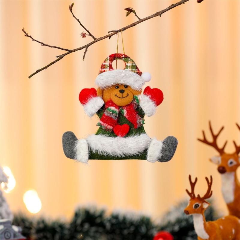 4 Pcs Christmas Ornaments Sitting Doll Hanging Pendant Party Supplies for Holiday Wedding Party Wreath Decoration