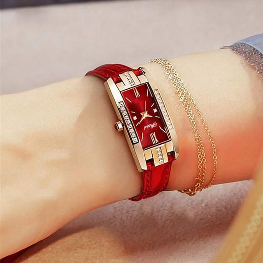 2/ 3pcs/ Set Fashion Women's Watch Set PU Leather Simple Quartz Watch Rectangle Diamonds Fashion Dial Ideal Gift for Women