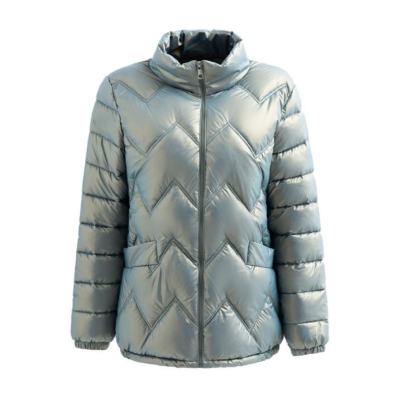 Damen Daunenjacke Winter glänzend Übergröße Stehkragen Parka Outwear Daunen gepolsterte Mäntel weiblich