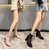 2025 New Women's Shoes Mesh Hollow Martin Boots Summer Thin Breathable French Versatile Thick Heel Cool Boots High Heels