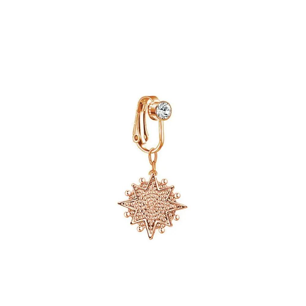 Zircon Earring Clip Faux Piercing Cartilage Clip Fake Belly Rings Navel Clip on Belly Button Rings Body Jewelry