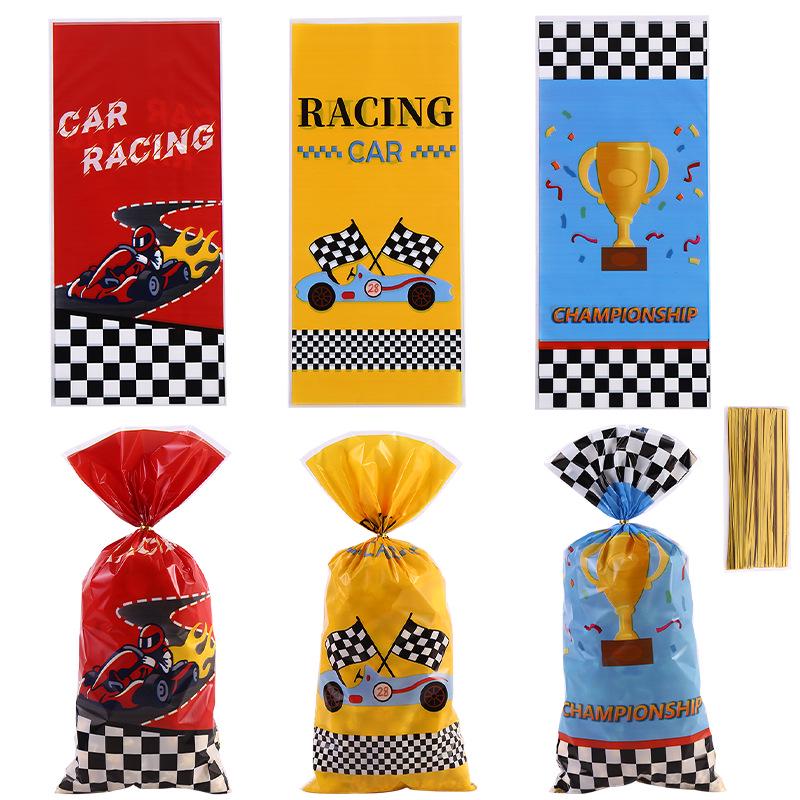 

Подарочные пакеты для конфет в гоночной тематике — плоский карман из ОПП для закусок и печенья на вечеринку